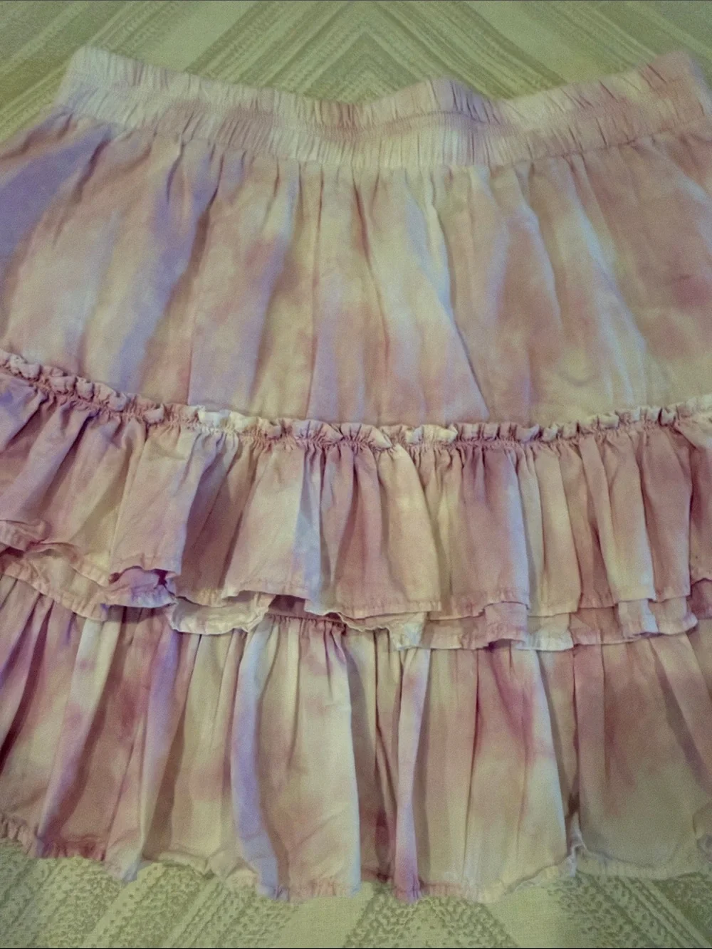 Generation Love Pink White Tie Dye Ruffle Tiered Mini Skirt Size Medium